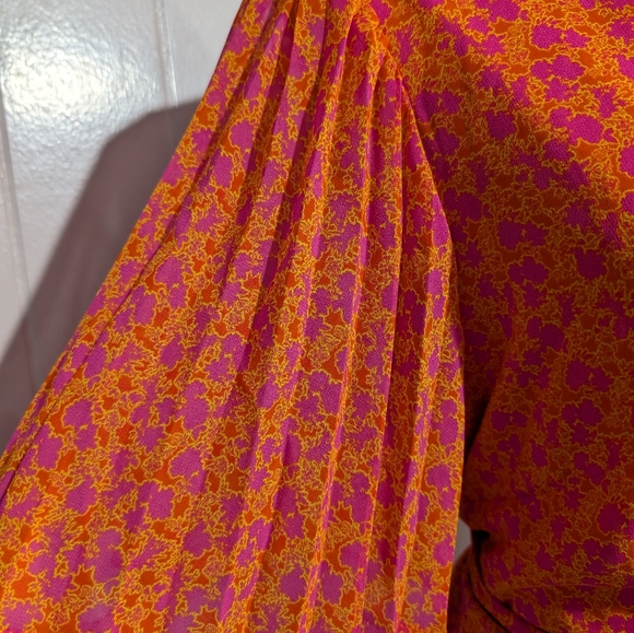 ALEXIS X Target Orange Floral Flutter Sleeve Pleated Wrap Dress Size XL - Picture 5 of 9
